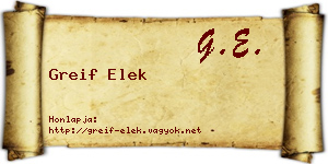 Greif Elek névjegykártya